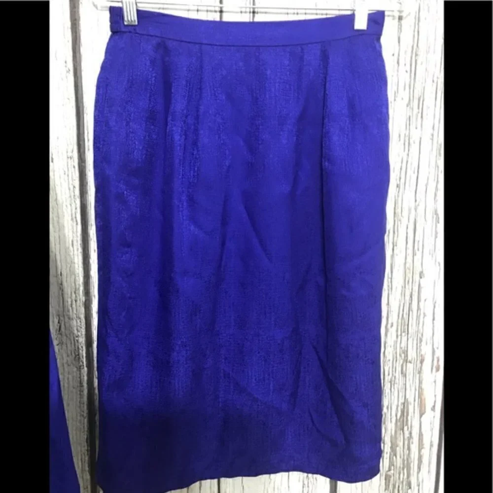Adrianna Papell Purple Silk Skirt Suit Size 10